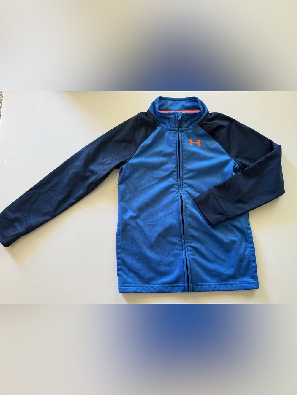 Boys size 7 Under Armour blue zip up athletic jacket